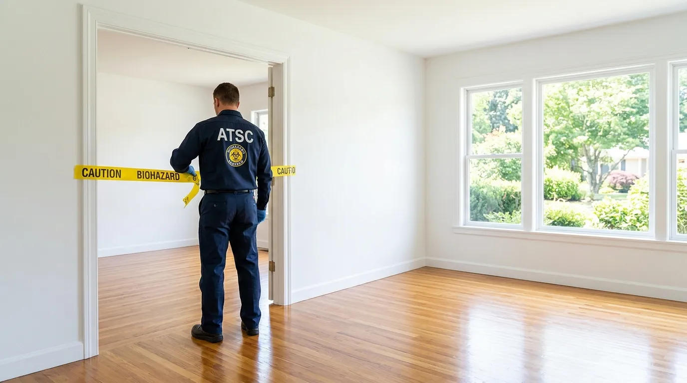 Certified biohazard cleanup crew performing Crime Scene Cleanup in Rockdale